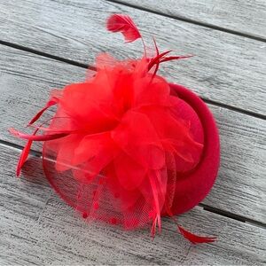 Elegant Red Fascinator Hat